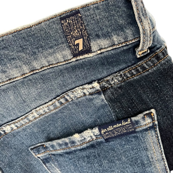 7‎ for all mankind patchwork denim distressed straight leg jeans - Picture 7 of 16